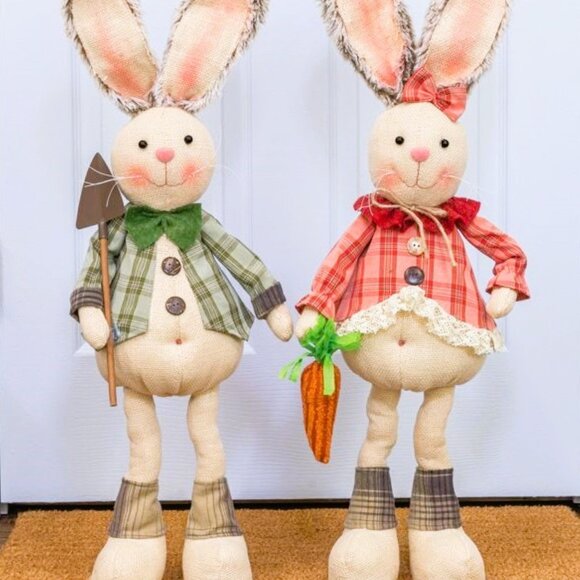 Khaki Plaid Bunny Stander - Picture 1 of 4